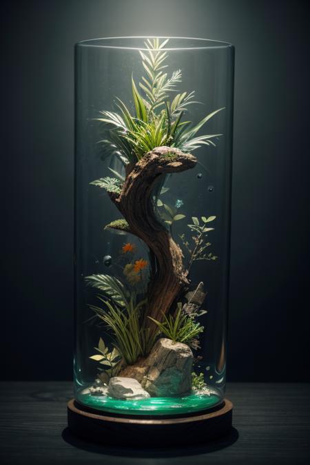 08801-284075552-masterpiece of glass sculpture with plants inside, water, glowing, fantasy, high quality, high detail, best quality, rtx, 4k, 8k.png